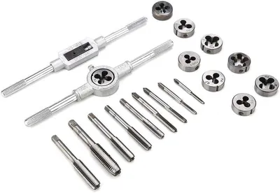 Dailygoods - Gewindeschneider und Matrizen Set 20 Stück - Legierter Stahl metrisch M3-M12 - Inklusive Handgriff für