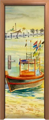 Produktbild von Türposter 70x200 cm Türaufkleber Türtapete Türfolie Klebefolie Strandsegel Boots Brücke Meer wasser