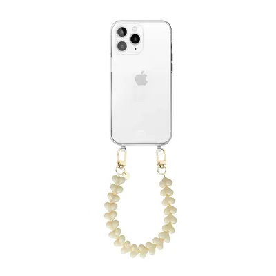Produktbild von Funky Hearts (Creme) Transparant Cord Hülle  - Kompatibel mit iPhone 12 Pro Max