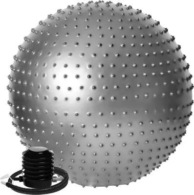 Zdjęcie produktu dla DrFit Piłka rehabilitacyjna gym ball z wypustkami do ćwiczeń fitness z pompką ø 65 srebrna