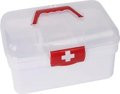 Produktbild von Famanu Medikamentenbox mit 2 Fächern - Erste-Hilfe Aufbewahrungsbox für Medikamente