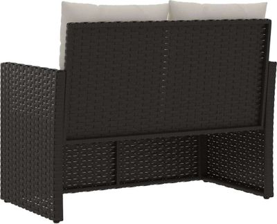 vidaXL Gartenbank mit Kissen Schwarz 105 cm Poly Rattan