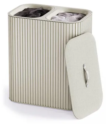 Immagine prodotto di Cesto per la biancheria Tota Luxe 90L Joseph Joseph, 2 scomparti, ideale per separare i vestiti, con coperchio in tessuto, manico in pelle, tasche rimovibili, design elegante - ecru Chiedi a ChatGPT