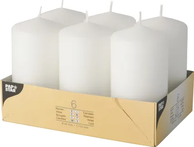 Produktbild von 6 Stumpenkerzen Ø 60 mm · 115 mm weiss