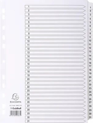Obrázok produktu pre EXACOMPTA MWD1-31Z EXACOMPTA Karton-Register 1-31, DIN A4, weiß, 31-teilig