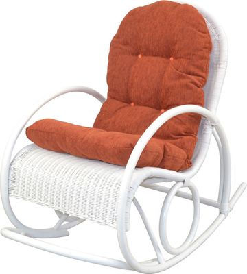 Schaukelstuhl Rattan mit Kissenauflage Weiß/Terra