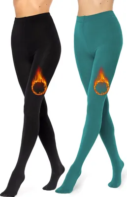 Image de Lot de 2 collants Merry Style pour femme MS-ATX-442 (noir/émeraude, XL/XXL) .