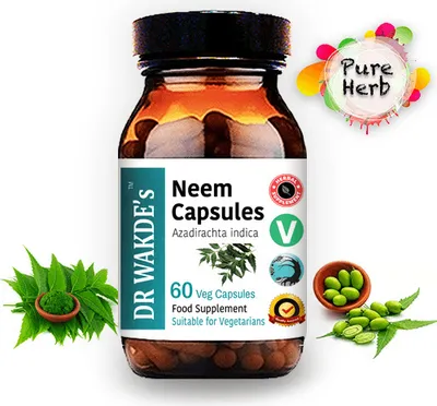 Produktbild von DR WAKDE'S Neem-Kapseln (Azadirachta indica) | 60 Vegi Caps | Ayurveda-Supplement | Vegan | 100% Kräuter | Mengenrabatte | Am selben Tag Versand