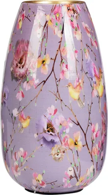 Produktbild von Vase EH Serie 25cm Metall glasiert lila mit Blumenmotiv