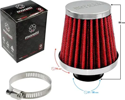 Obrázek produktu pro Stříbrný kuželový vzduchový filtr, průměr 38 mm