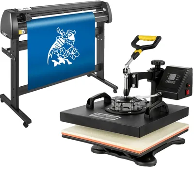 Productafbeelding van 5-in-1 warmtepers 15" x 15" transferpers, 53" vinylsnijplotter, snijmachine met 3 messen