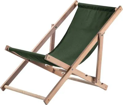 Produktbild von Holz-Liegestuhl Strandstuhl mit verstellbarer Rückenlehne - Dunkelgrün