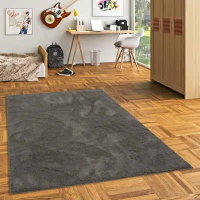Produktbild von Super Soft Kinder Hochflor Teppich Silky Kids Anthrazit, Größe:160x230 cm