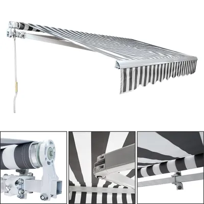 Zdjęcie produktu dla TolleTour Markiza z ramieniem, 250x200 cm, markiza przeciwsłoneczna, markiza wysuwana, osłona przeciwsłoneczna, markiza balkonowa, markiza z ramieniem, osłona przeciwsłoneczna, kolor: szary/biały