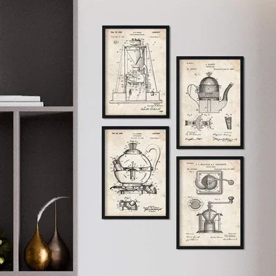 Produktbild von Famanu Poster Set mit 4 Patentzeichnungen - A4