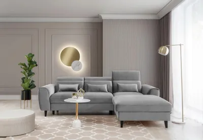 Obrázek produktu pro Elegantní rohová sedací souprava SUNNIVA - šedá, pravý roh