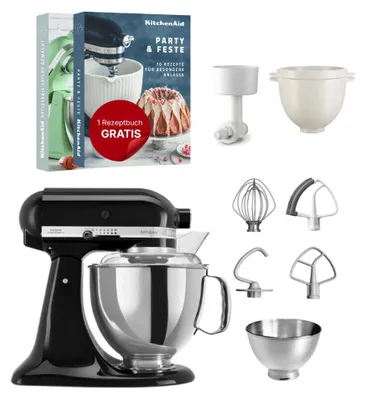 Produktbild von KitchenAid 4,8 L 5KSM175 Artisan Küchenmaschine Breadlover mit Getreidemühlenvorsatz + Brotbackschüssel Onyx Schwarz
