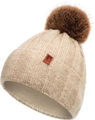 Immagine prodotto di Cappello invernale donna HEYO con pon pon beige taglia unica