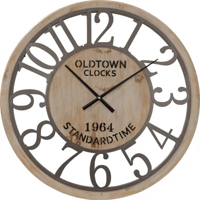 Produktbild von BOLTZE Wanduhr "Trapani" aus Holz/Metall in grau/braun B70cm, Uhr