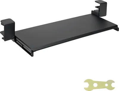 Zdjęcie produktu dla SucceBuy zaciskana półka na klawiaturę pod biurko, wysuwana półka na klawiaturę na biurko z solidnym mocowaniem C-clamp bez wiercenia