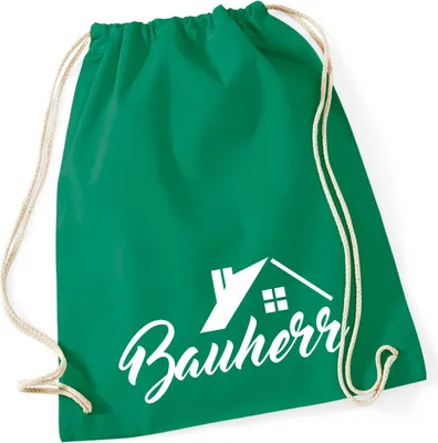 Produktbild von Huuraa Turnbeutel Bauherr 12 Liter Kelly Green Baumwolle Rucksack Geschenkidee