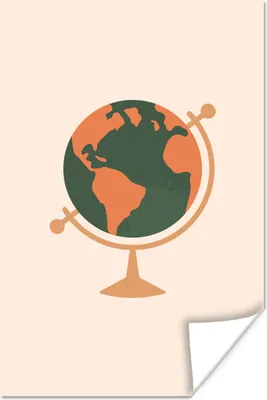 Produktbild von MuchoWow® Poster Globus - Pastell - Orange 60x90 cm - Wanddekoration