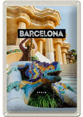 Produktbild von Blechschild Reise 20x30cm Barcelona Spanien Park Trip