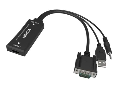 Produktbild von Vision TC2-VGAHDMI2, Schwarz, -15 - 55 °C, RoHS, WEEE, CE/EMC, C-TICK , FCC, 76 g, 36 mm, 78 mm