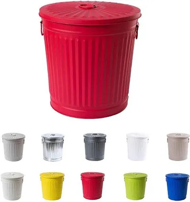 Productafbeelding van Rode metalen afvalbak, 7 liter, diameter 21,5 cm