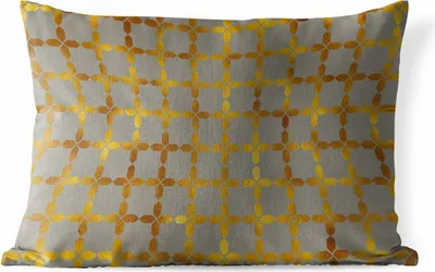 Produktbild von MuchoWow® Outdoor Kissen - Muster - Gold - Quadratisch - Grau - 50x30 cm - Wetterfest - Lounge Kissen - Sofa kissen - Wohnzimmer Dekoration