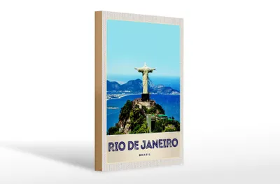 Produktbild von Holzschild Reise 20x30cm Brasilien Amerika Christus Statuee