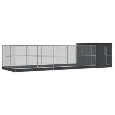 Produktbild von vidaXL Voliere mit Erweiterung Silbern 911x303x216 cm Stahl