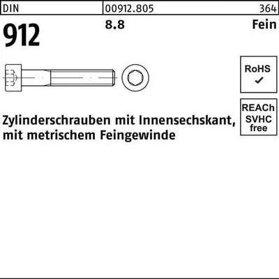 Produktbild von Reyher  Zylinderschrauben DIN 912 8.8 M 10 x 1 x 50 (100 Stück)