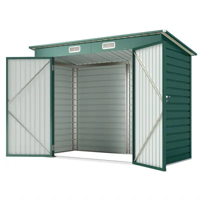 Immagine prodotto di Casetta da giardino Outsunny 4,1 m², con tetto a una falda, 249 x 121 x 166/183 cm, verde