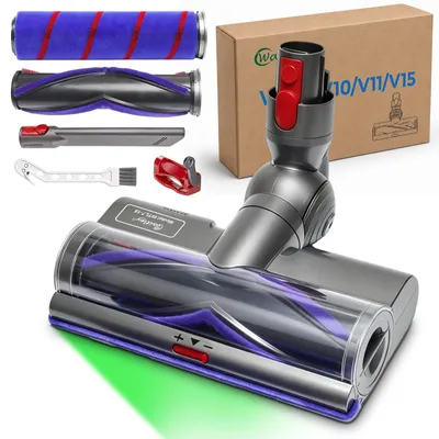 LED-Vloerborstel für Dyson V7-V15, 2 Rollen, 180°/90° Drehkopf