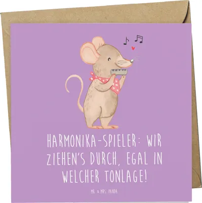 Produktbild von Mr. & Mrs. Panda Grußkarte Harmonika Spieler - Lavendeltraum - Geschenk, Musik, Klappkarte, Musiker, Glückwunschkarte, Instrument, Spaß, Musikinstrument, faltkarte