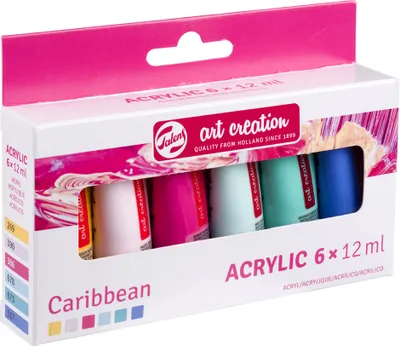 Produktbild von TALENS Art Creation - Acrylfarbe Tac Caribbean 12ml Set 6 Farben | Setzen Sie ein 6 Stück