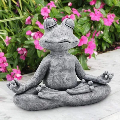 Productafbeelding van Meditatie, yoga, beeldjes van kikkers, tuinornamenten voor buiten, Zen-tuin, kikker, decoratie, woonkameraccessoires voor balkon, kamer, woonstijl, cadeaus voor vrouwen, mannen/moeder, verjaardagscadeau, voor buiten, grijs, 32 cm