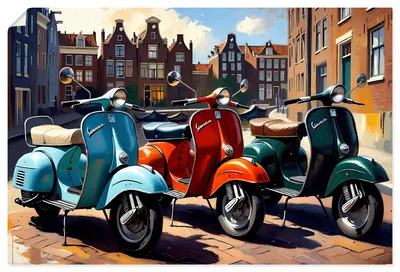 Produktbild von ARTland Poster Mit dem Motorroller nach Amsterdam Größe: 30x20 cm
