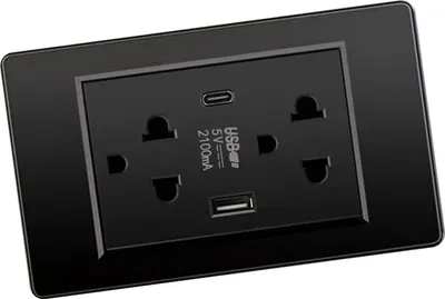 Obrázek produktu pro Thajsko Typ elektrické zásuvky Zásuvka pro úsporu místa USB typu C Nástěnná nabíjecí zásuvka pro domácnost černá