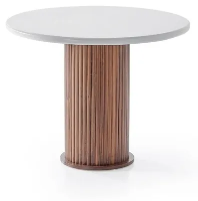 Image de Table à manger en marbre, confortable, moderne, blanche, ronde, pratique et élégante