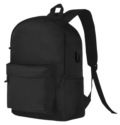 Productafbeelding van Rugtas voor school met USB-oplaadpoort, geschikt voor een 15,6-inch laptop, waterafstotend, zwart