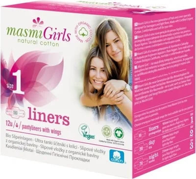 Image de Masmi Girls serviettes hygiéniques en Coton Taille 1, 12 pièces