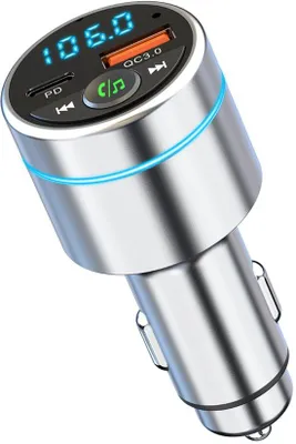 Produktbild von Autolader mit Bluetooth 5.3, PD 30W und QC3.0 18W Schnellader, Mikrofon mit Rauschunterdrückung, Auto-adapter mit FM-Sender und Zigarettenanzünder-Anschluss.