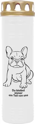 Immagine prodotto di Candela da tomba bianca, tempo di combustione: 170 ore ( 7 giorni ), motivo: bulldog