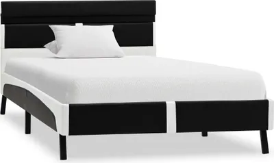 Produktbild von vidaXL Bettgestell mit LED Schwarz Kunstleder 90x200 cm