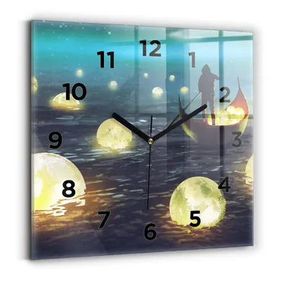 Obrázok produktu pre Wallfluent Hodiny - Sklenené Nástenné Hodiny - Tichý Quartz Strojček - Nástenná Dekorácia Spálňa Kuchyň - Čierna Ruky - 30x30 cm - abstrakcia