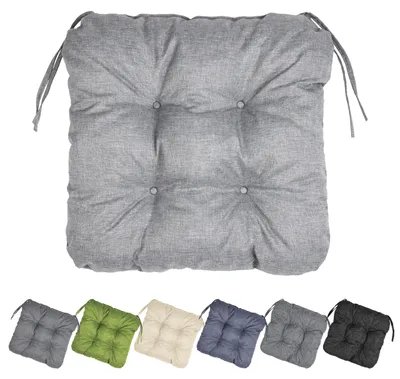 Produktbild von Garronda Stuhlkissen 40x40 cm ca. 4 cm dick Sitzkissen Outdoor für Gartenbank und Hollywoodschaukel Polster Auflage für Sitzbank wasserabweisend UV-beständig mit Bändern GD-0221 Hellgrau