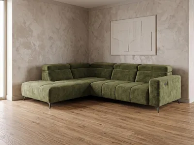 Produktbild von Modernes Ecksofa Velvet mit elektrischer Relaxfunktion | Verstellbare Kopfstützen | Edles Design