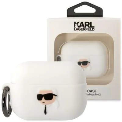 Produktbild von Karl Lagerfeld 3D Logo NFT Karl Head Silicone Case für AirPods Pro 2 weiß